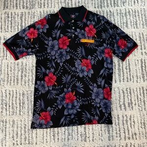 Medium Hotel California black and red floral polo